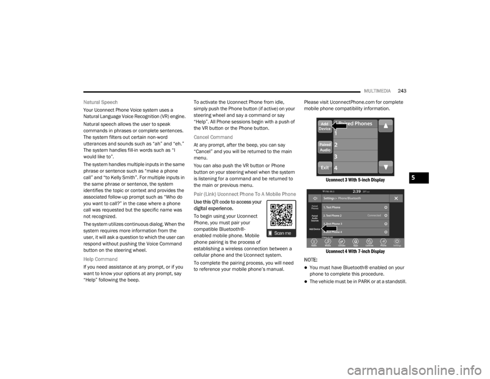 JEEP WRANGLER 2022  Owners Manual 5

21_JL_OM_EN_USC_t.book  Page 243   