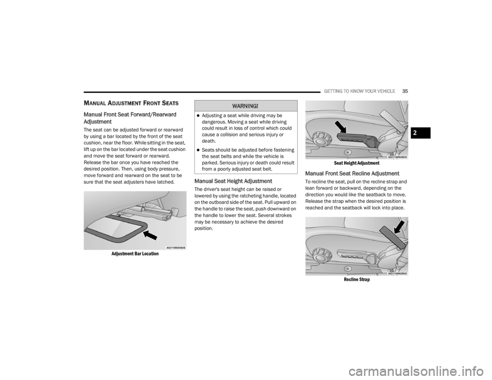 JEEP WRANGLER 2022 Owners Guide 2

21_JL_OM_EN_USC_t.book  Page 35   