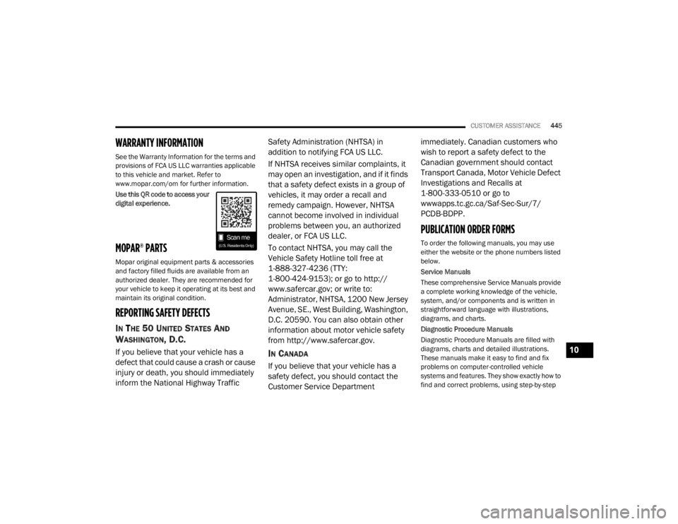 JEEP WRANGLER 2022  Owners Manual 10

21_JL_OM_EN_USC_t.book  Page 445   