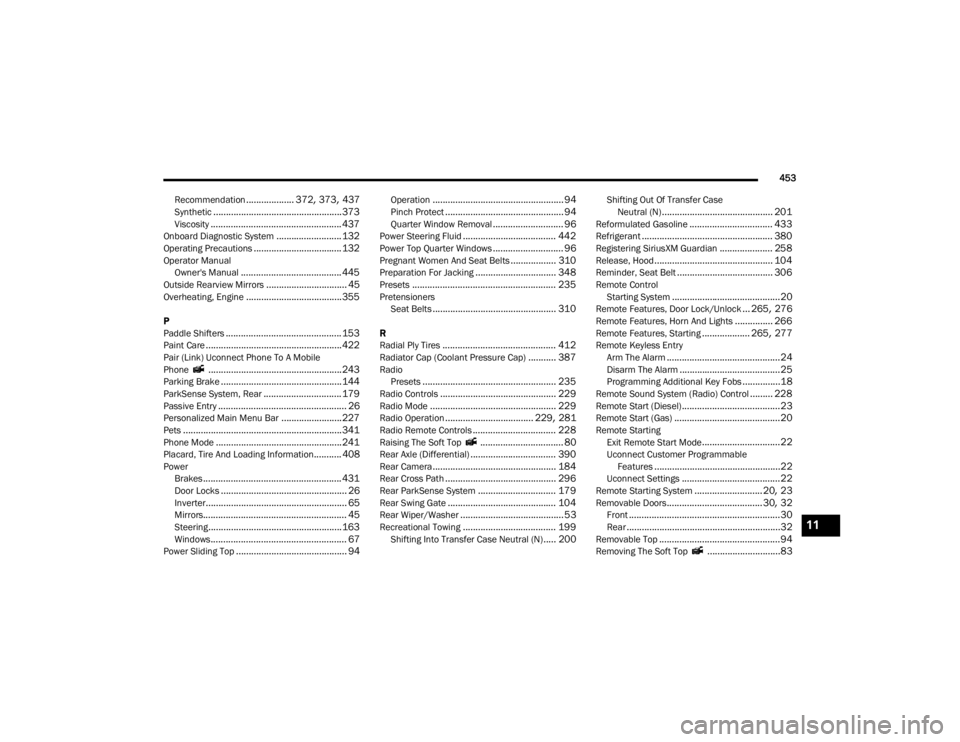JEEP WRANGLER 2022 Owners Manual 11
21_JL_OM_EN_USC_t.book Page 453 JEEP WRANGLER 2022 Owners Manual 11
21_JL_OM_EN_USC_t.book Page 453