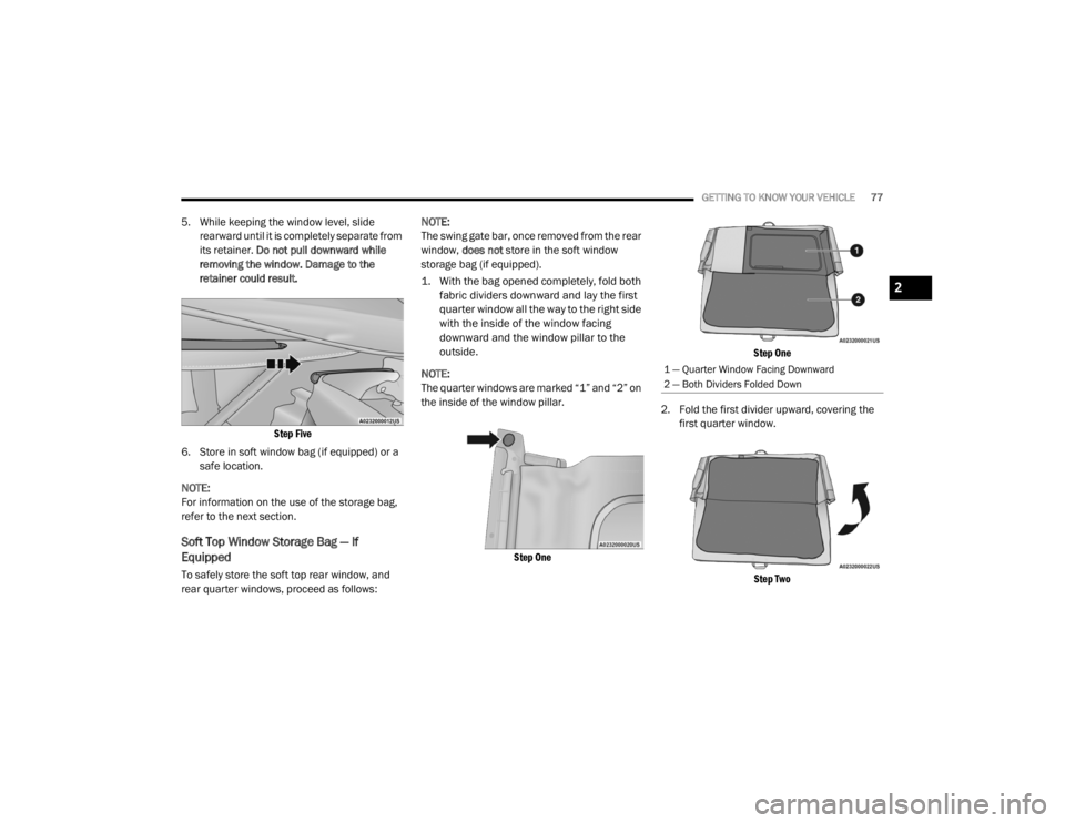 JEEP WRANGLER 2022 Manual PDF 2

21_JL_OM_EN_USC_t.book  Page 77   