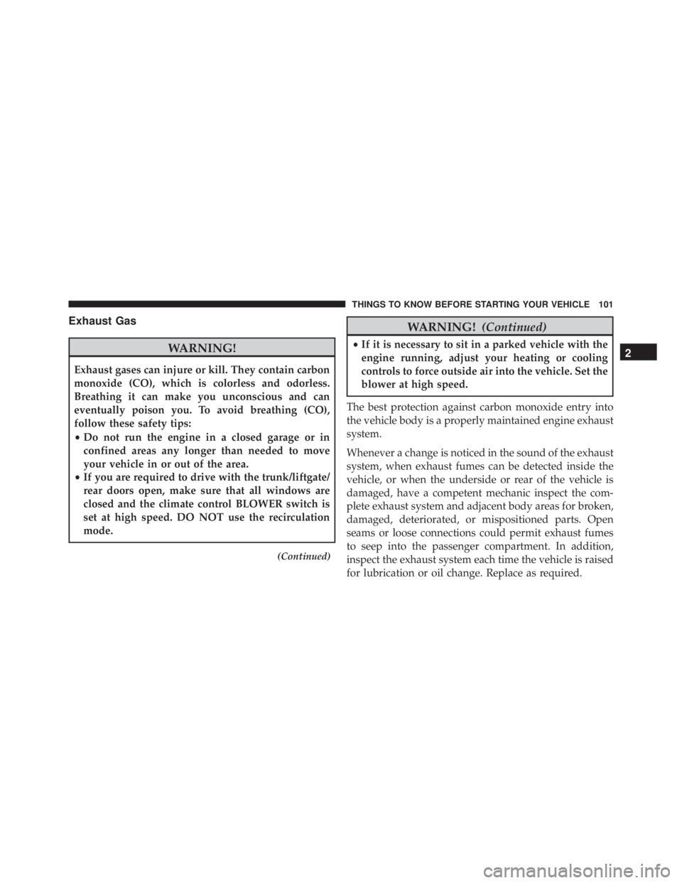 JEEP WRANGLER 2014 Owners Manual Exhaust Gas JEEP WRANGLER 2014 Owners Manual Exhaust Gas