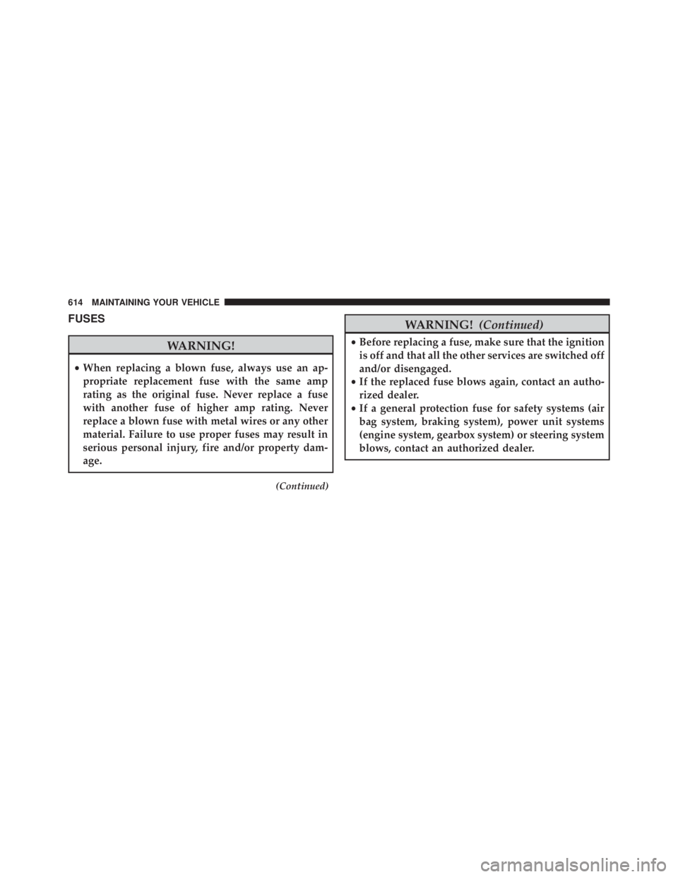 JEEP WRANGLER 2014  Owners Manual FUSES 