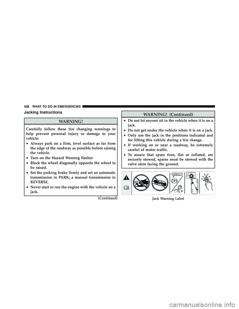 JEEP WRANGLER 2011 Owners Manual Jacking Instructions JEEP WRANGLER 2011 Owners Manual Jacking Instructions