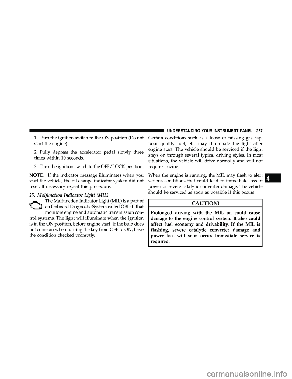 JEEP WRANGLER 2010  Owners Manual 4
UNDERSTANDING YOUR INSTRUMENT PANEL 257 