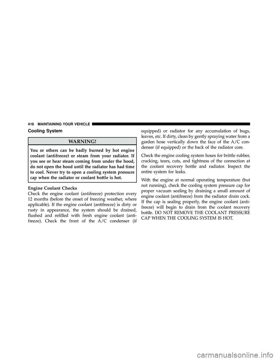JEEP WRANGLER 2009  Owners Manual Cooling System 