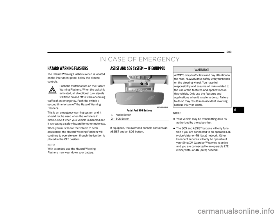 JEEP WRANGLER UNLIMITED SPORT 2020  Owners Manual IN CASE OF EMERGENCY
�\b�����