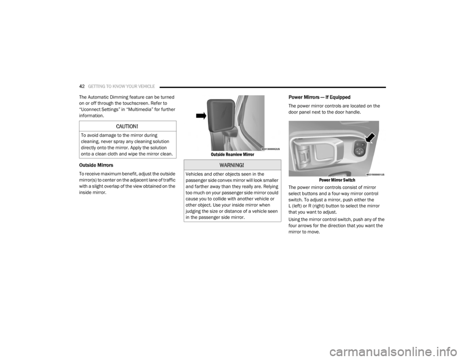 JEEP WRANGLER UNLIMITED SPORT 2020 Service Manual �:�$�5�1�,�1�*�
�9�H�K�L�F�O�H�V��D�Q�G��R�W�K�H�U��R�E�M�H�F�W�V��V�H�H�Q��L�Q��W�K�H�
�S�D�V�V�H�Q�J�H�U��V�L�G�H��F�R�Q�Y�H�[��P�L�U�U�R�U��Z�L�O�O��O�R�R�N��V�P�D�O�O�H�U�
�D�Q�G��