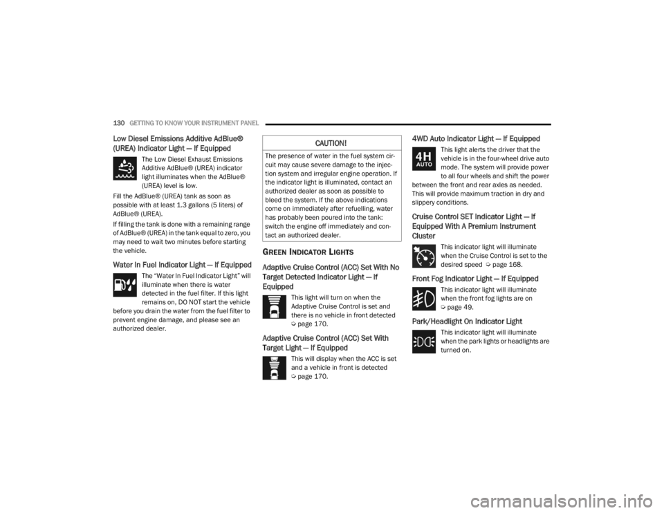 JEEP WRANGLER UNLIMITED 2022  Owners Manual �&�$�8�7�,�2�1�
�7�K�H��S�U�H�V�H�Q�F�H��R�I��Z�D�W�H�U��L�Q��W�K�H��I�X�H�O��V�\�V�W�H�P��F�L�U-
cuit may cause severe damage to the injec -
tion system and irregular engine operation. If 
t