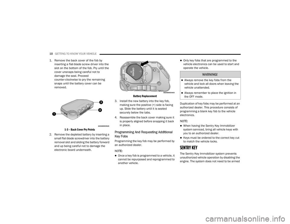 JEEP WRANGLER UNLIMITED 2022 User Guide �:�$�5�1�,�1�*�
Always remove the key fobs from the 
vehicle and lock all doors when leaving the 
vehicle unattended.
Always remember to place the ignition in 
the OFF mode. 
