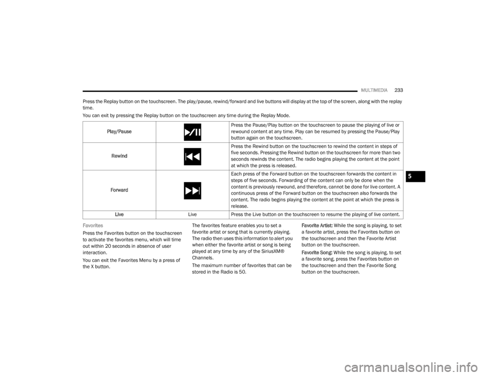 JEEP WRANGLER UNLIMITED 2022  Owners Manual 5

21_JL_OM_EN_USC_t.book  Page 233   