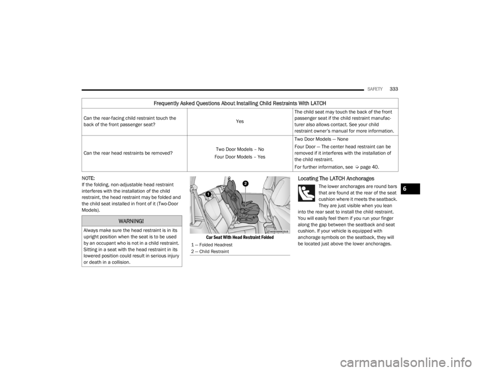 JEEP WRANGLER UNLIMITED 2022  Owners Manual �:�$�5�1�,�1�*�
�$�O�Z�D�\�V��P�D�N�H��V�X�U�H��W�K�H��K�H�D�G��U�H�V�W�U�D�L�Q�W��L�V��L�Q��L�W�V�
�X�S�U�L�J�K�W��S�R�V�L�W�L�R�Q��Z�K�H�Q��W�K�H��V�H�D�W��L�V��W�R��E�H��X�V�H�G�