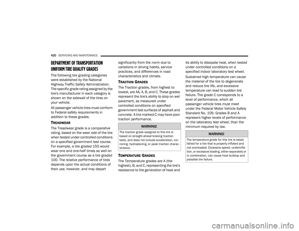 JEEP WRANGLER UNLIMITED 2022  Owners Manual �:�$�5�1�,�1�*�
�7�K�H��W�U�D�F�W�L�R�Q��J�U�D�G�H��D�V�V�L�J�Q�H�G��W�R��W�K�L�V��W�L�U�H��L�V�
�E�D�V�H�G��R�Q��V�W�U�D�L�J�K�W��D�K�H�D�G��E�U�D�N�L�Q�J��W�U�D�F�W�L�R�Q�
�W�H�V�W�V�