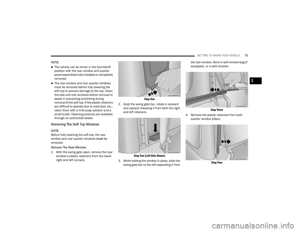 JEEP WRANGLER UNLIMITED 2022 Manual PDF 
2

21_JL_OM_EN_USC_t.book  Page 75   