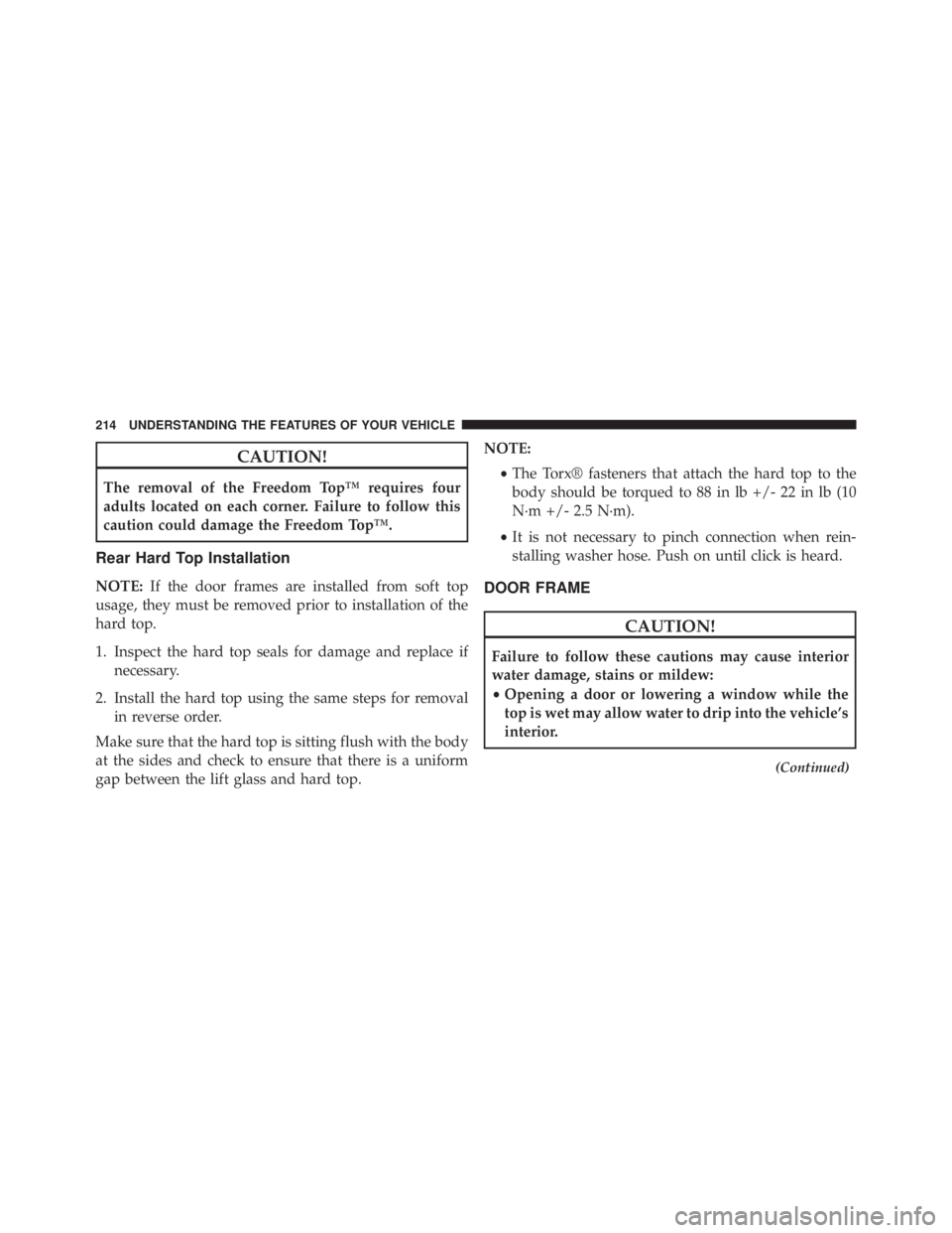 JEEP WRANGLER UNLIMITED SAHARA 2014  Owners Manual 