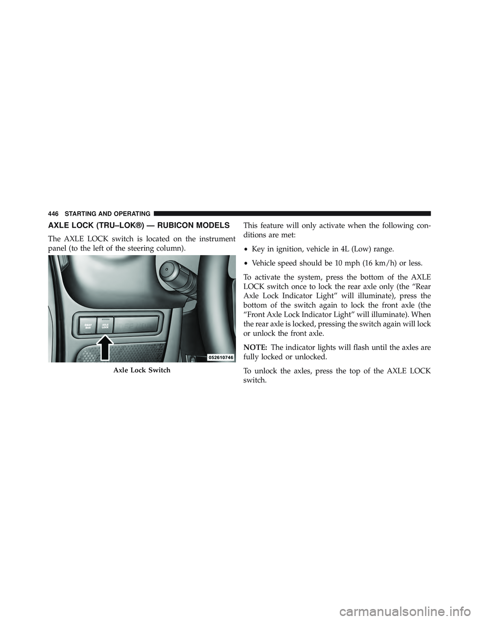JEEP WRANGLER UNLIMITED 2015  Owners Manual 