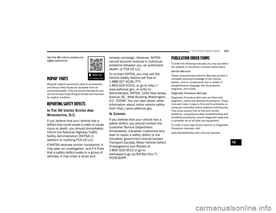 JEEP WRANGLER 4XE 2022  Owners Manual 10

22_JL_OM_EN_USC_t.book  Page 455   