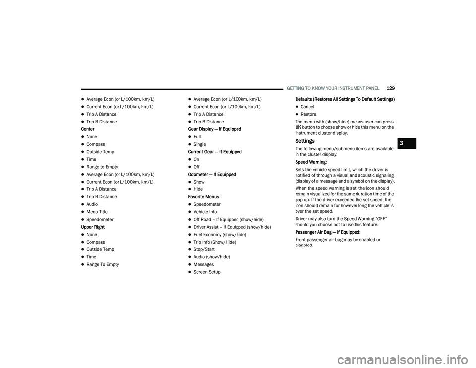 JEEP WRANGLER 4XE 2021  Owners Manual 3

21_JL_OM_EN_USC_t.book  Page 129   