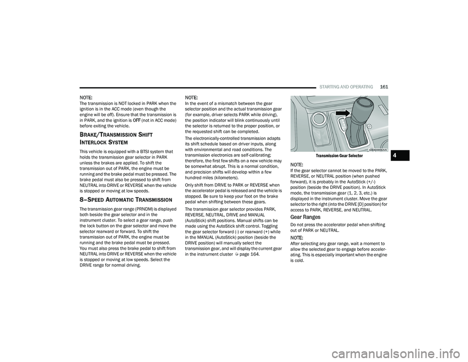 JEEP WRANGLER 4XE 2021  Owners Manual 4

21_JL_OM_EN_USC_t.book  Page 161   