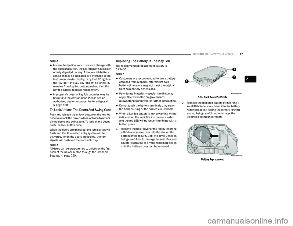 JEEP WRANGLER 4XE 2021 User Guide 
2

21_JL_OM_EN_USC_t.book  Page 17   