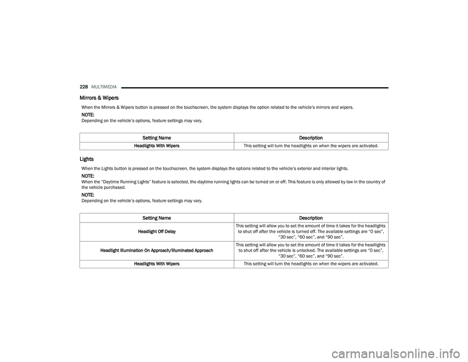 JEEP WRANGLER 4XE 2021  Owners Manual �:�K�H�Q��W�K�H��/�L�J�K�W�V��E�X�W�W�R�Q��L�V��S�U�H�V�V�H�G��R�Q��W�K�H��W�R�X�F�K�V�F�U�H�H�Q���W�K�H��V�\�V�W�H�P��G�L�V�S�O�D�\�V��W�K�H��R�S�W�L�R�Q�V��U�H�O�D�W�H�G��W�R��W�K�H