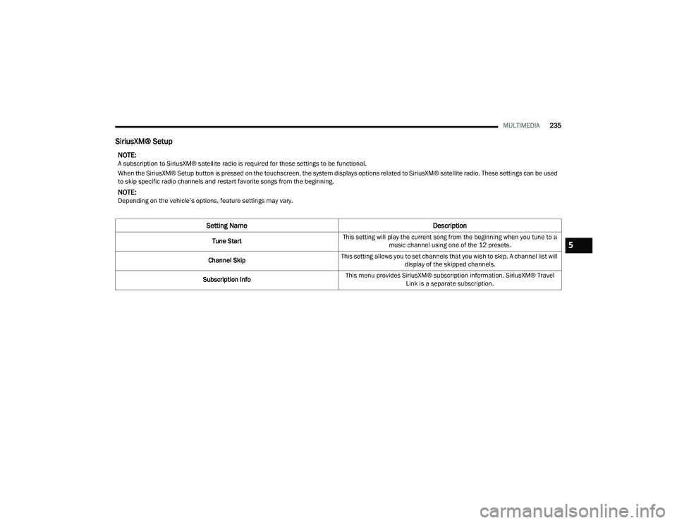 JEEP WRANGLER 4XE 2021  Owners Manual 5

21_JL_OM_EN_USC_t.book  Page 235   