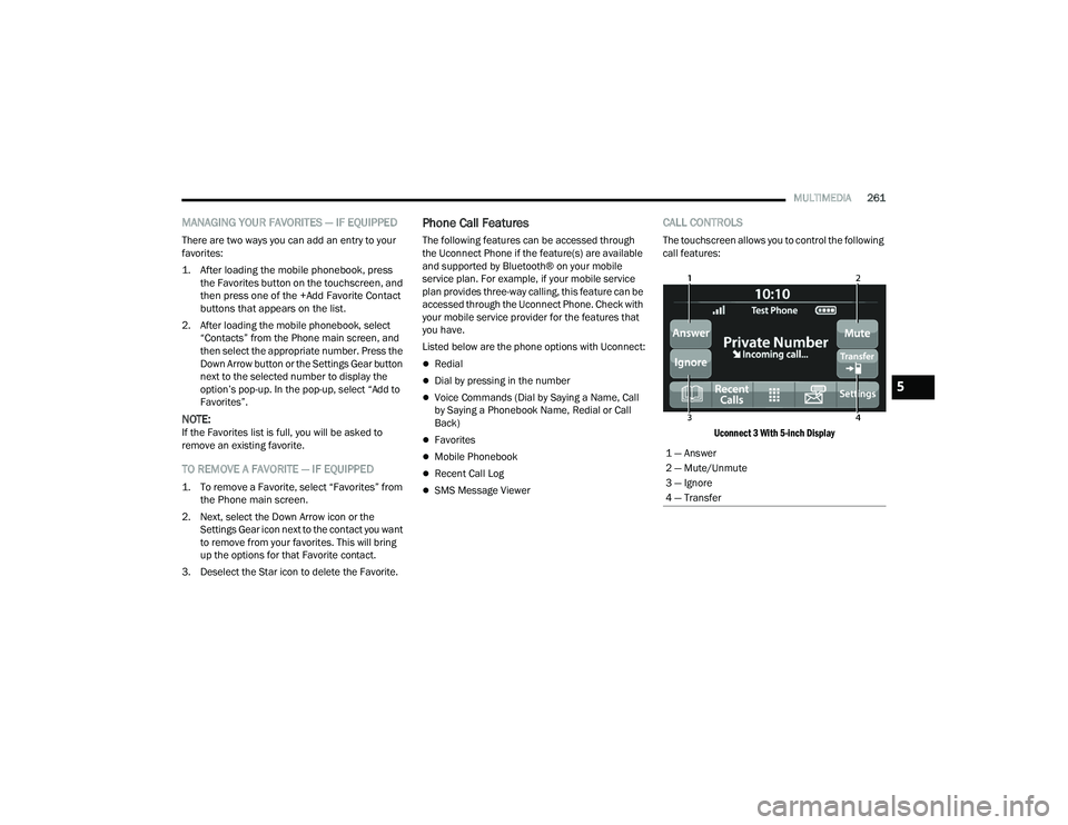 JEEP WRANGLER 4XE 2021  Owners Manual 5

21_JL_OM_EN_USC_t.book  Page 261   