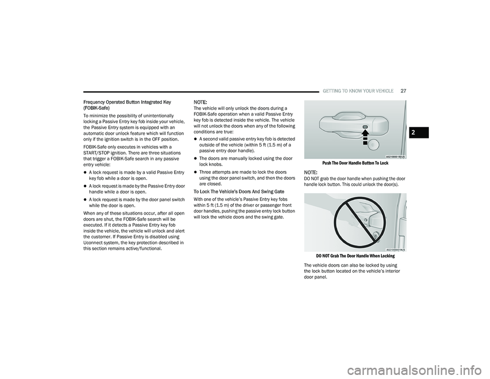 JEEP WRANGLER 4XE 2021 Owners Manual 2

21_JL_OM_EN_USC_t.book  Page 27   