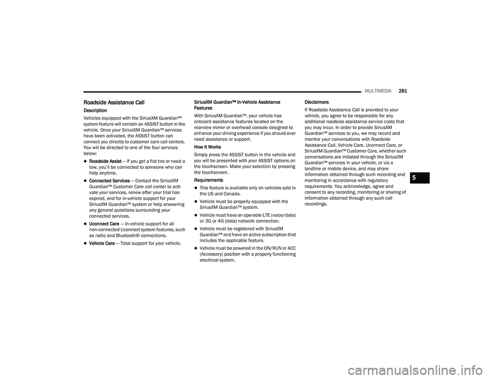JEEP WRANGLER 4XE 2021  Owners Manual 5

21_JL_OM_EN_USC_t.book  Page 281   