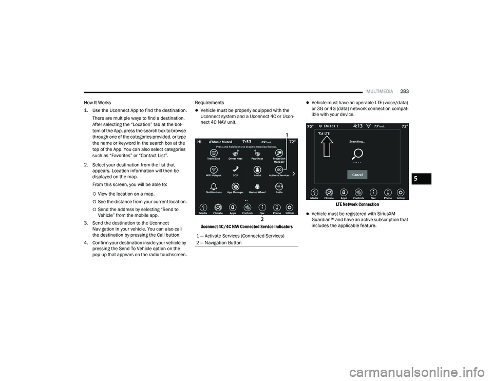 JEEP WRANGLER 4XE 2021  Owners Manual 5

21_JL_OM_EN_USC_t.book  Page 283   