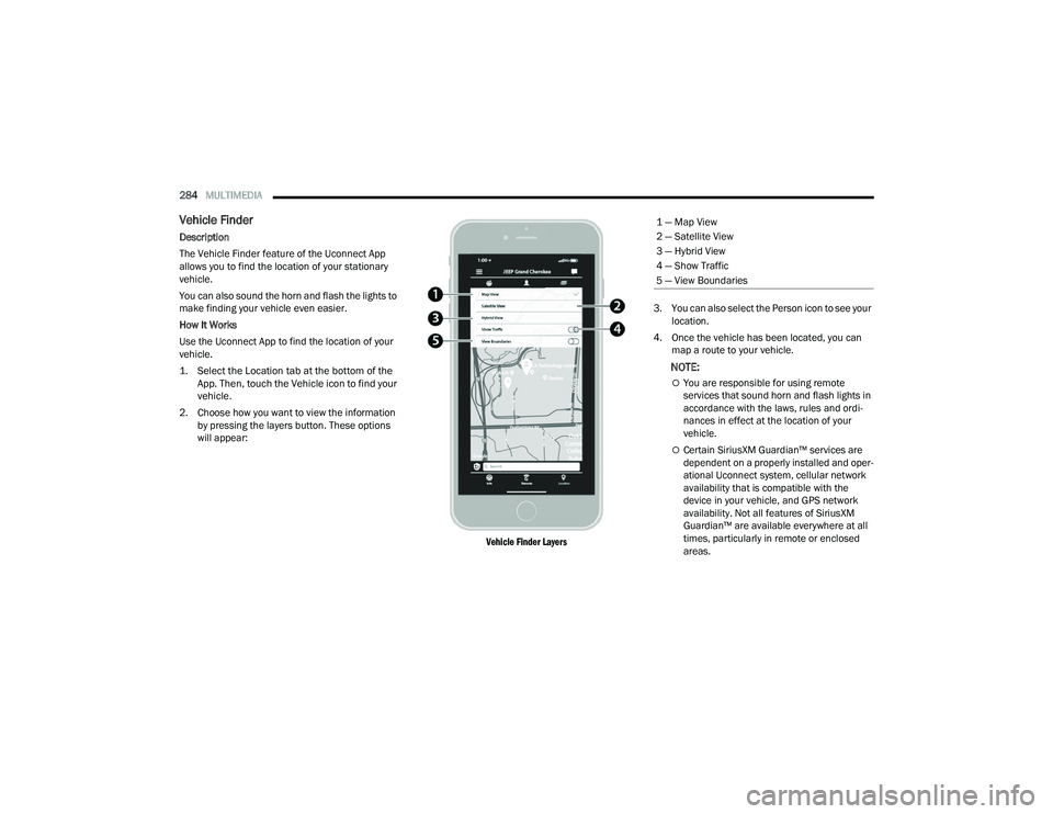 JEEP WRANGLER 4XE 2021  Owners Manual ���³��0�D�S��9�L�H�Z
���³��6�D�W�H�O�O�L�W�H��9�L�H�Z
���³��+�\�E�U�L�G��9�L�H�Z
���³��6�K�R�Z��7�U�D�I�I�L�F
���³��9�L�H�Z��%�R�X�Q�G�D�U�L�H�V 