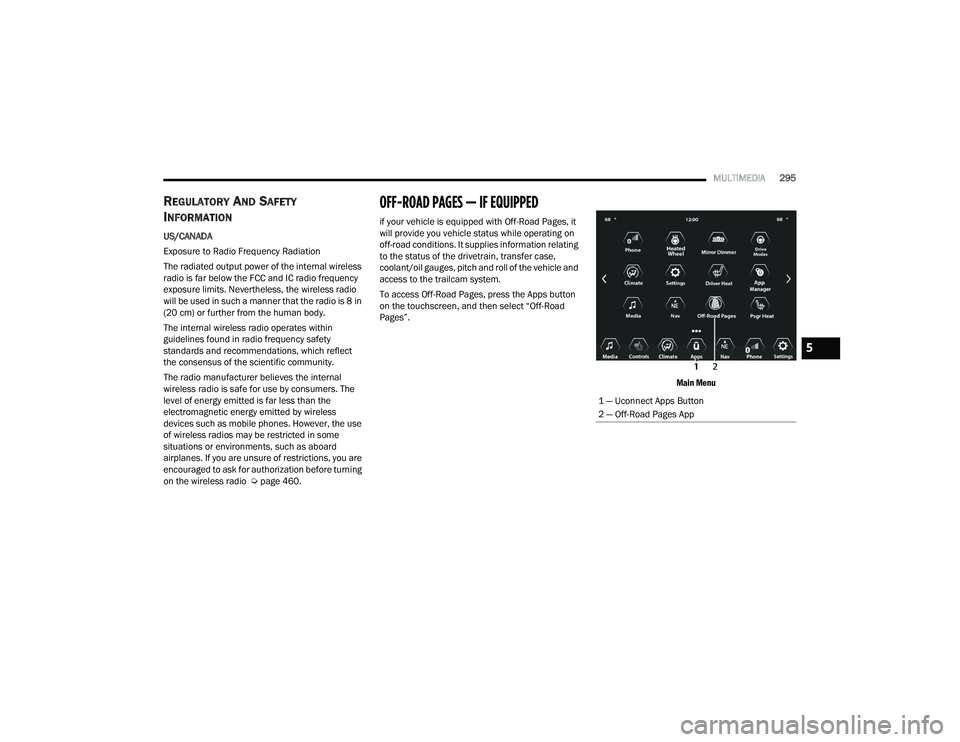 JEEP WRANGLER 4XE 2021  Owners Manual 5

21_JL_OM_EN_USC_t.book  Page 295   