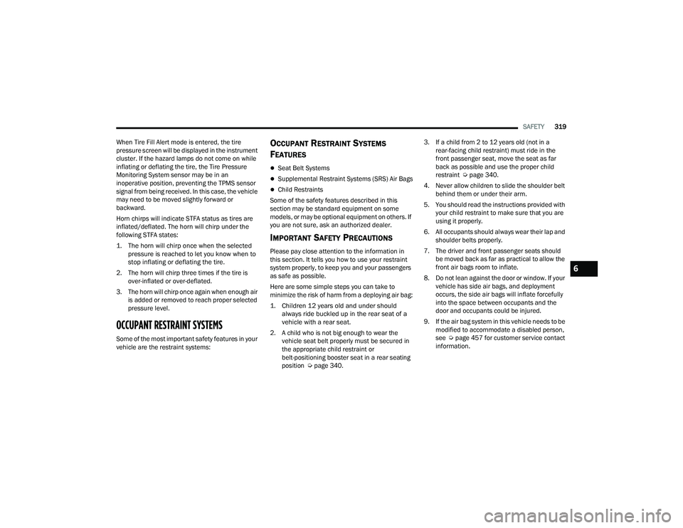 JEEP WRANGLER 4XE 2021  Owners Manual 6

21_JL_OM_EN_USC_t.book  Page 319   
