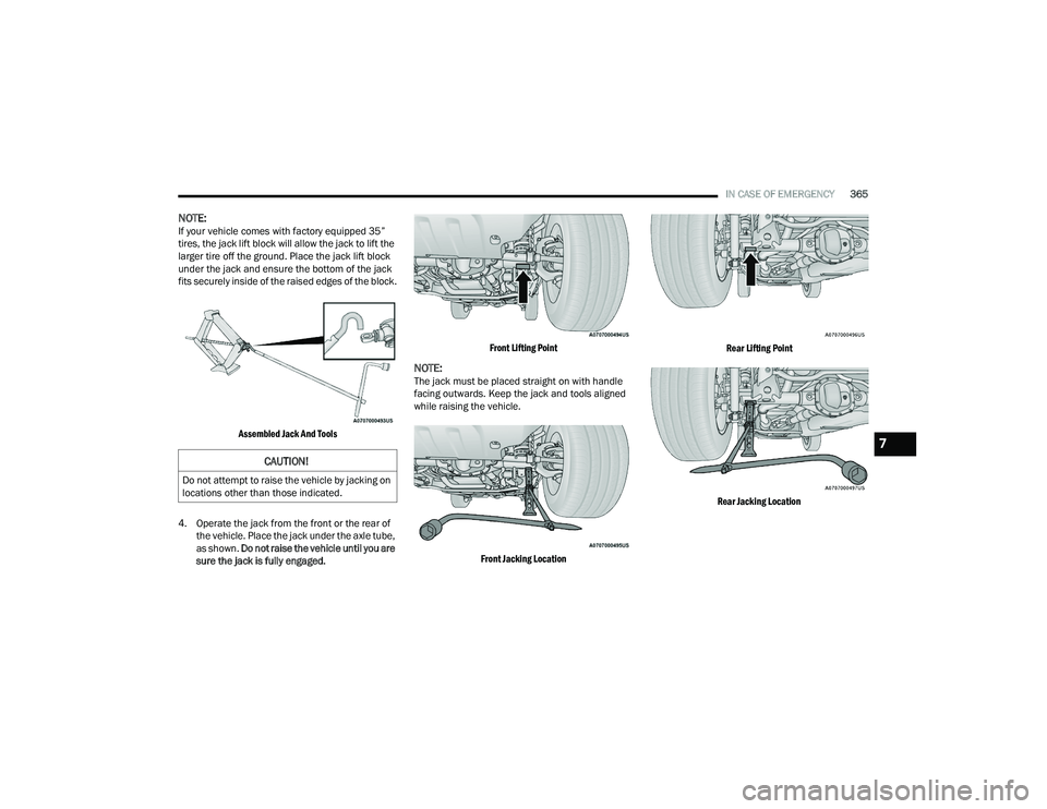 JEEP WRANGLER 4XE 2021  Owners Manual 7

21_JL_OM_EN_USC_t.book  Page 365   