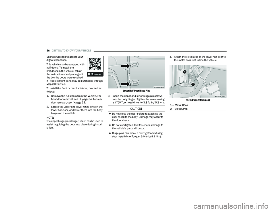 JEEP WRANGLER 4XE 2021 Owners Guide ���³��0�H�W�D�O��+�R�R�N
���³��&�O�R�W�K��6�W�U�D�S 