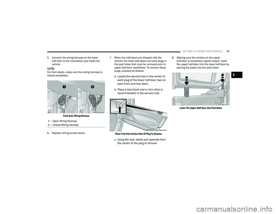 JEEP WRANGLER 4XE 2021 Owners Guide 2

21_JL_OM_EN_USC_t.book  Page 37   