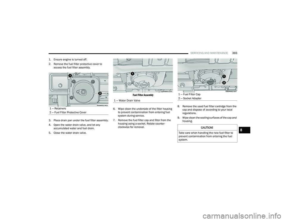 JEEP WRANGLER 4XE 2021  Owners Manual ���³��:�D�W�H�U���U�D�L�Q��9�D�O�Y�H
���³��)�X�H�O��)�L�O�W�H�U��&�D�S
���³��6�R�F�N�H�W��$�G�D�S�W�H�U
�&�$�8�7�,�2�1�
�7�D�N�H��F�D�U�H��Z�K�H�Q��K�D�Q�G�O�L�Q�J��W�K�H��Q�H�