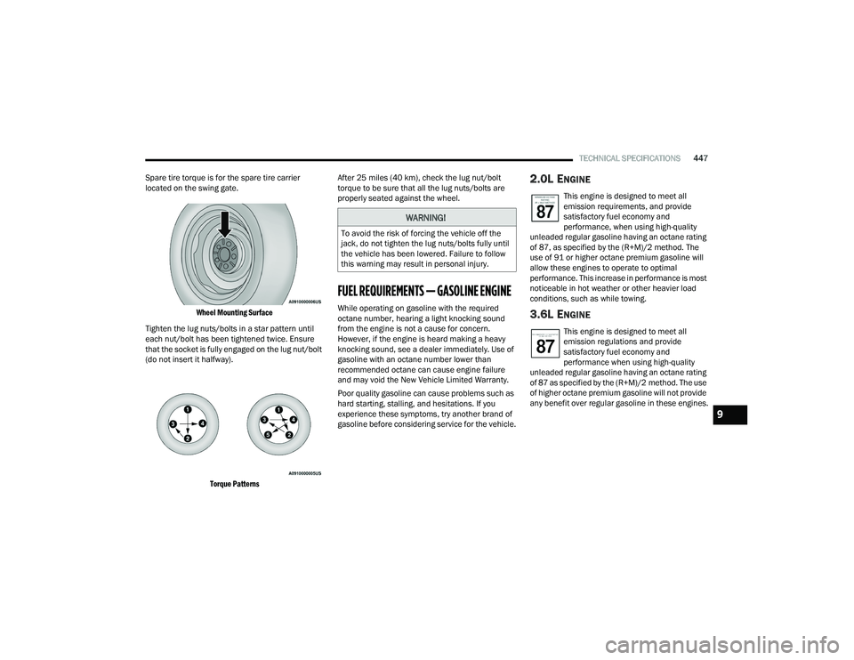 JEEP WRANGLER 4XE 2021  Owners Manual �:�$�5�1�,�1�*�
�7�R��D�Y�R�L�G��W�K�H��U�L�V�N��R�I��I�R�U�F�L�Q�J��W�K�H��Y�H�K�L�F�O�H��R�I�I��W�K�H�
�M�D�F�N���G�R��Q�R�W��W�L�J�K�W�H�Q��W�K�H��O�X�J��Q�X�W�V��E�R�O�W�V��I�X