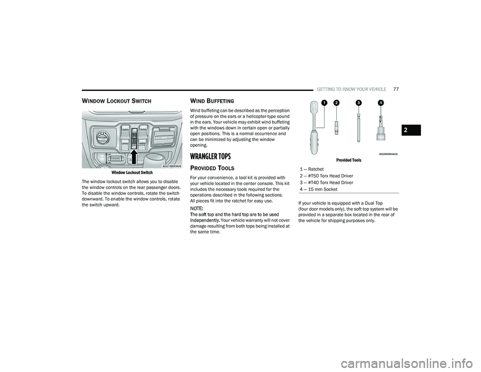 JEEP WRANGLER 4XE 2021 Manual PDF ���³��5�D�W�F�K�H�W
���³���7�� �7�R�U�[��+�H�D�G���U�L�Y�H�U
���³���7�� �7�R�U�[��+�H�D�G���U�L�Y�H�U
���³��� �P�P��6�R�F�N�H�W
2

21_JL_OM_EN_USC_t.book  Page 77   