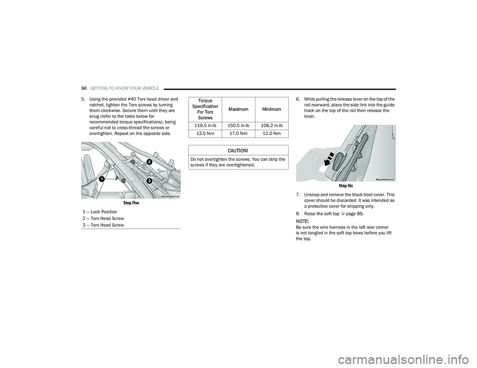 JEEP WRANGLER 4XE 2021  Owners Manual �7�R�U�T�X�H�
�6�S�H�F�L�I�L�F�D�W�L�R�Q� �)�R�U��7�R�U�[��6�F�U�H�Z�V �0�D�[�L�P�X�P �0�L�Q�L�P�X�P
����� �L�Q��O�E ����� �L�Q��O�E ����� �L�Q��O�E ���� �1�P ���� �1