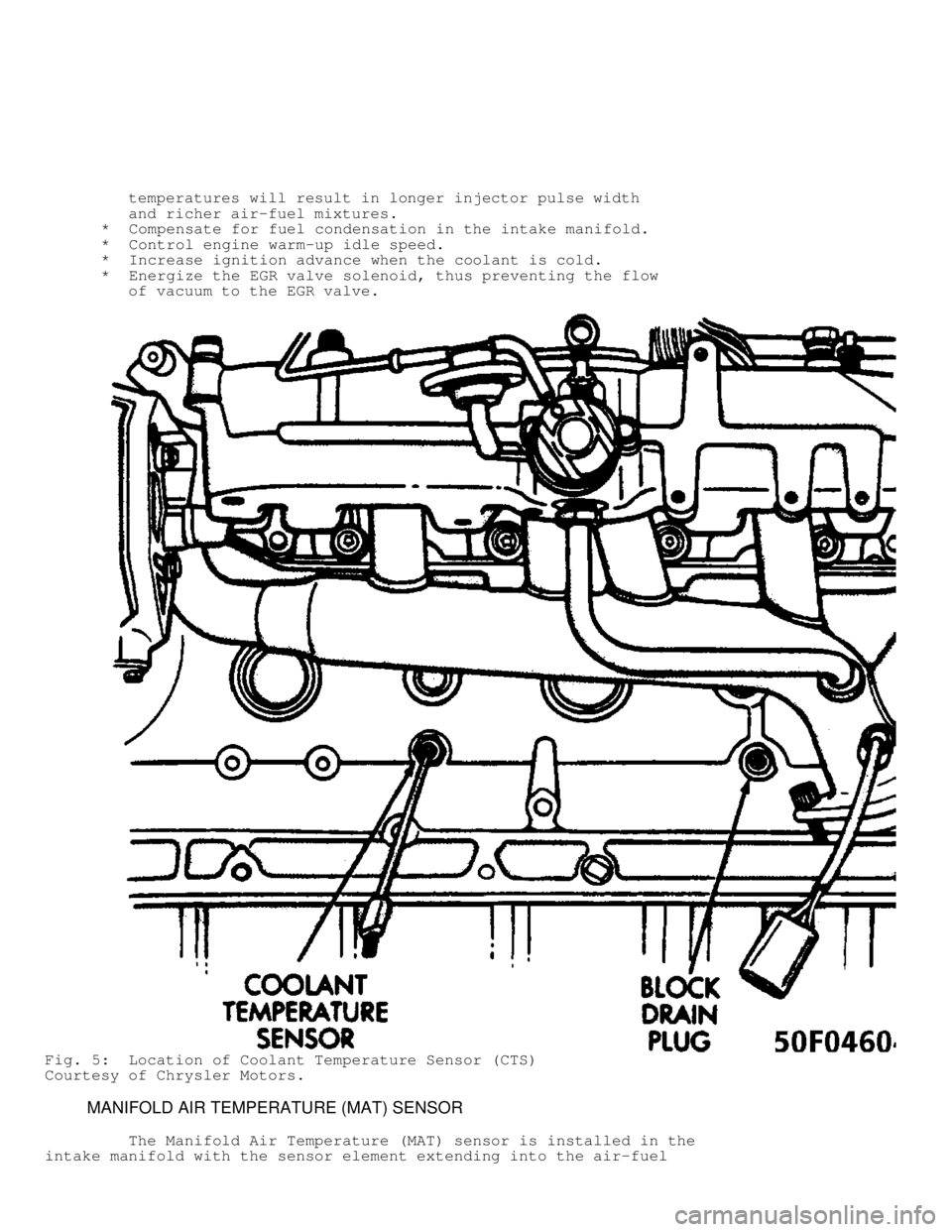 JEEP CHEROKEE 1988 Service Repair Manual temperatures will result in longer injector pulse width
and richer air-fuel mixtures.
* Compensate for fuel condensation in the intake manifold.
* Control engine warm- JEEP CHEROKEE 1988 Service Repair Manual temperatures will result in longer injector pulse width
and richer air-fuel mixtures.
* Compensate for fuel condensation in the intake manifold.
* Control engine warm-
