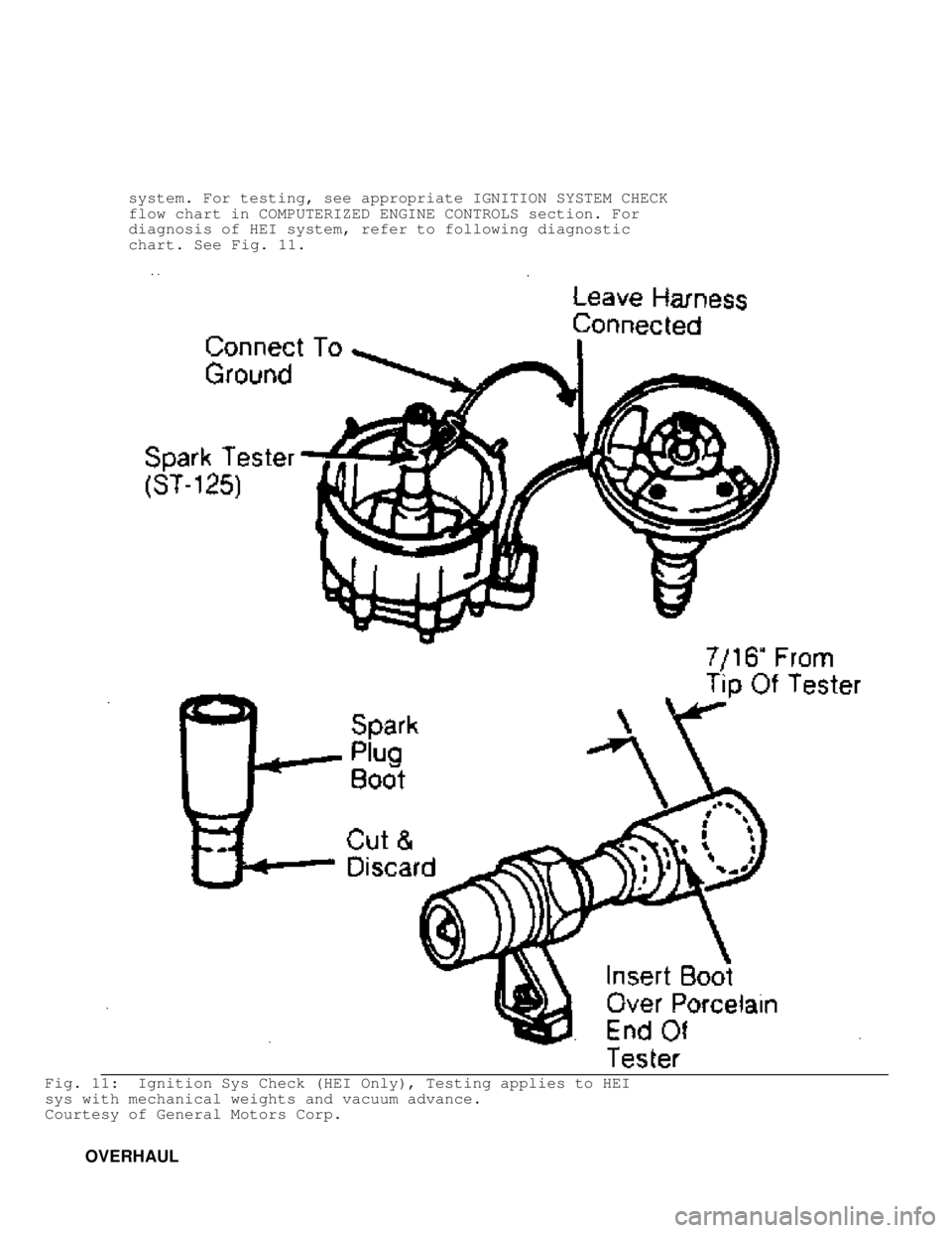 JEEP CHEROKEE 1988  Service Repair Manual          system. For testing, see appropriate IGNITION SYSTEM CHECK
         flow chart in COMPUTERIZED ENGINE CONTROLS section. For
         diagnosis of HEI system, refer to following diagnostic
   