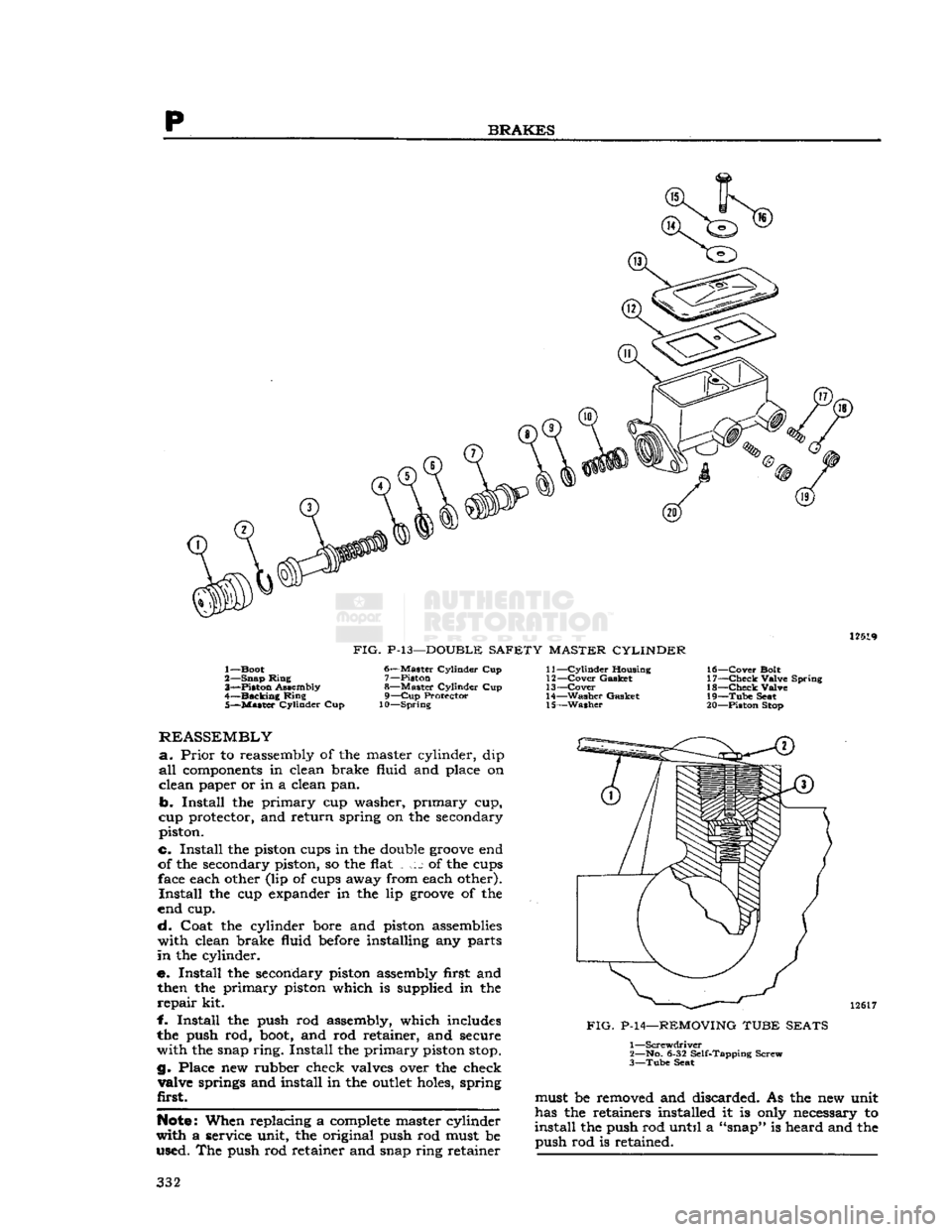 JEEP CJ 1953 Service Manual
BRAKES
12519
FIG.
P-13—DOUBLE
SAFETY MASTER CYLINDER
1— Boot
2— Snap Ming 3"*—Piston Assembly
4—
Backing
Ring 5—
Master
Cylinder Cup 6—
Master
Cylinder Cup
7— Piston JEEP CJ 1953 Service Manual
BRAKES
12519
FIG.
P-13—DOUBLE
SAFETY MASTER CYLINDER
1— Boot
2— Snap Ming 3"*—Piston Assembly
4—
Backing
Ring 5—
Master
Cylinder Cup 6—
Master
Cylinder Cup
7— Piston