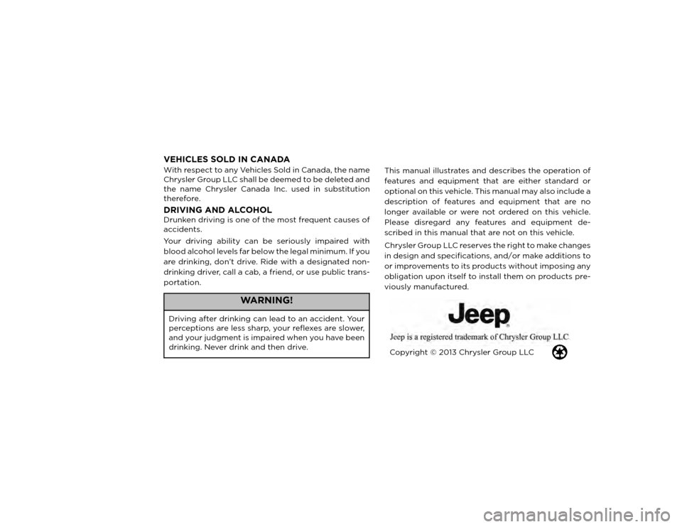 JEEP GRAND CHEROKEE 2013 WK2 / 4.G Owners Manual 