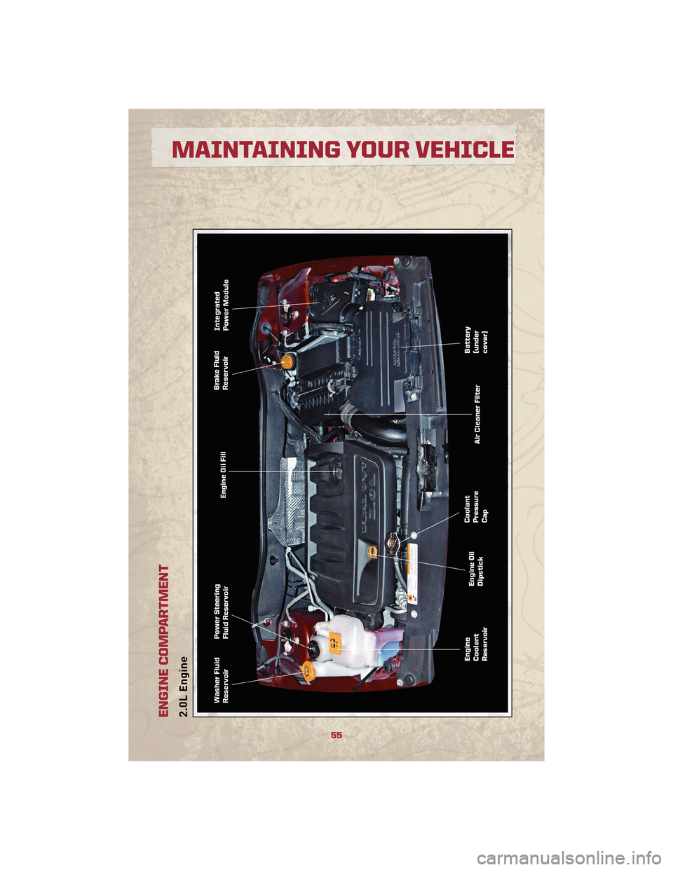 JEEP PATRIOT 2010 1.G Workshop Manual ENGINE COMPARTMENT2.0L Engine
55
MAINTAINING YOUR VEHICLE JEEP PATRIOT 2010 1.G Workshop Manual ENGINE COMPARTMENT2.0L Engine
55
MAINTAINING YOUR VEHICLE