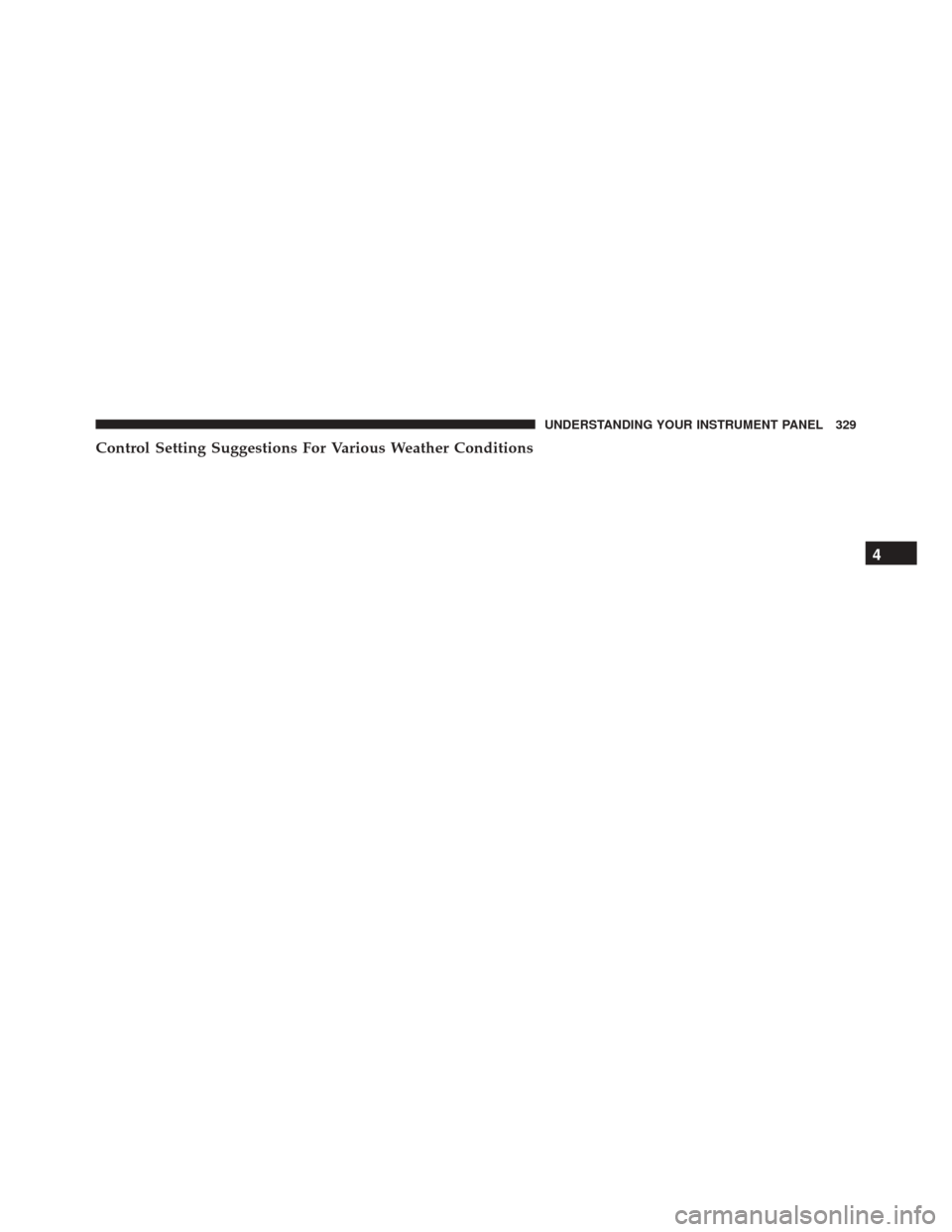 JEEP PATRIOT 2016 1.G Owners Manual Control Setting Suggestions For Various Weather Conditions
4
UNDERSTANDING YOUR INSTRUMENT PANEL 329 