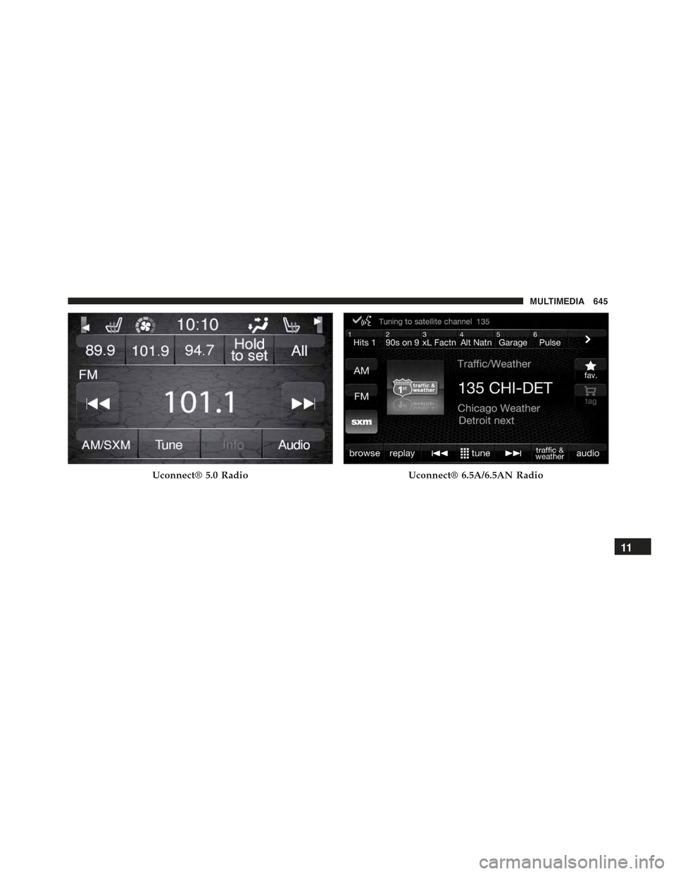 JEEP RENEGADE 2015 1.G Owners Manual Uconnect® 5.0 RadioUconnect® 6.5A/6.5AN Radio
11
MULTIMEDIA 645 