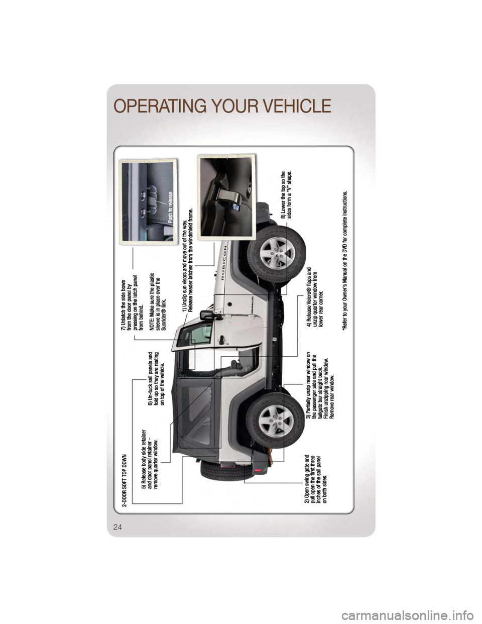 JEEP WRANGLER 2011 JK / 3.G Owners Manual OPERATING YOUR VEHICLE
24 