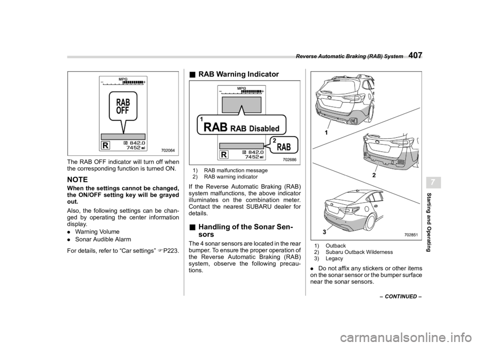 SUBARU OUTBACK 2022  Owners Manual �������
