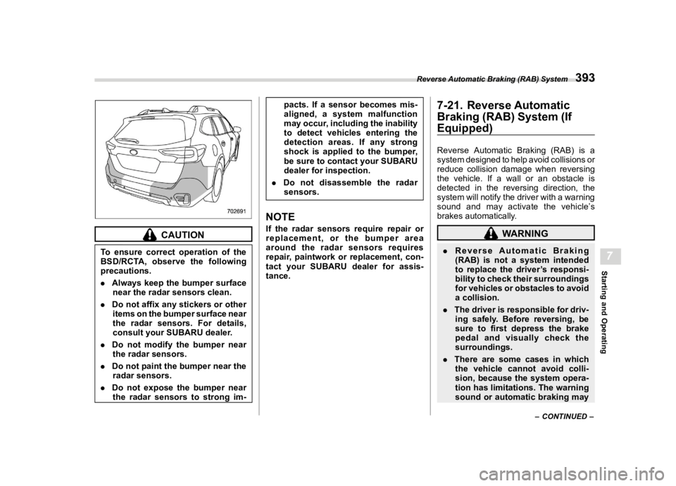SUBARU OUTBACK 2021  Owners Manual �������
